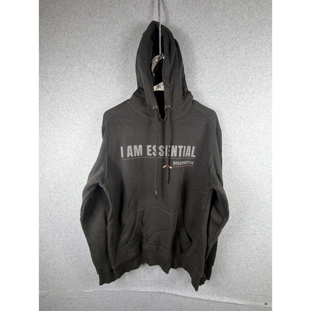 District Hoodie Mens Medium Black I Am Essential Pullover Kangaroo Pocket